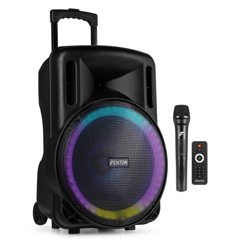 Fenton FT15LED MK2 Portable PA System - 800W Wireless Microphone & Lights