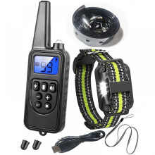 Collier de dressage pour chien Prettyui avec récepteur de choc électrique, télécommande de 800 mètres, lumière LED et modes de choc