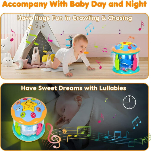 SUGARMOM Μουσικά Εκπαιδευτικά Παιχνίδια για 6-12 Μηνών4 σε 1 Προβολέας Αστεριού με 2