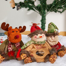 SUSUchens1/3 piezas Bolsa de regalo de Navidad con cremallera, soporte para regalo de muñeco de peluche navideño, muñeco de nieve, alce, Papá