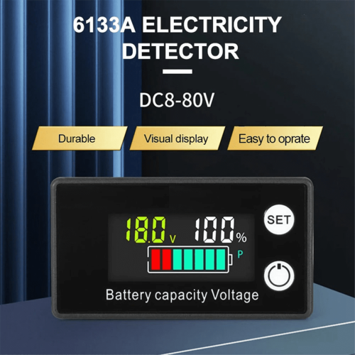 LCD υγρών κρυστάλλων 8-100V βολτόμετρο μπαταρίας αυτοκινήτου ανίχνευσης ισχύος 2