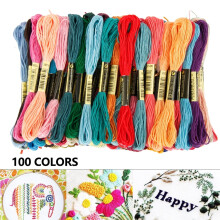 Jetcloudlive100PCS Borduurzijde Kruissteekgaren Vriendschapsarmbandjes Katoen DMC Regenboogkleuren Naaisets