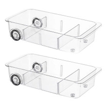 2-teiliger Kühlschrank-Schubladenorganizer und Aufbewahrungsbox, transparent, für Kühlschränke auf Rollen, verbesserte Dicke