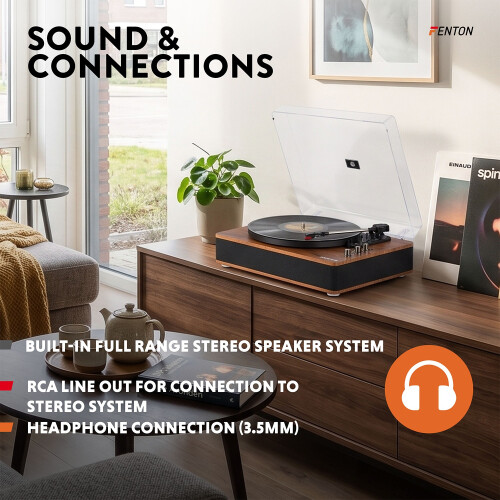 Fenton RP162D Record Player with Bluetooth Output and Built-In Speakers 1