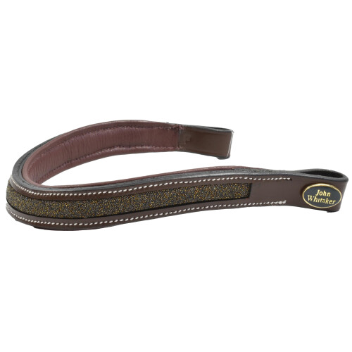(Full, Havana/Gold) Whitaker Leather Micro Beads Horse Browband