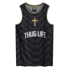 (L, Black) Amplified Mens Tupac Shakur Basketball Jersey