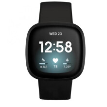 Armband kompatibel mit Fitbit Versa4/Fitbit Versa3/Fitbit Sense/Fitbit Sense2, Schwarz, Größe M