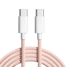 USB C-kabel, USB C till USB C laddningssladd, 90 cm, flätad typ C laddningskabel för iPhone 15, kompatibel med Samsung Galaxy Rosa