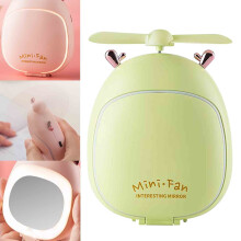 Gnobogi Fawn Beauty Mirror Fan USB-oplaadbare mini-handventilator met LED-verlichting, draagbare kleine ventilator in de uitverkoop.