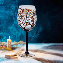 Verre à vin peint à la main Jacenvly, motif arbre coloré, s'accorde avec la décoration intérieure, cadeau idéal pour les anniversaires, les