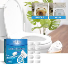 1 boîte (10 comprimés) de pastilles nettoyantes pour toilettes, blanchies et bleues, nettoyées à l'eau de pluie, capsules nettoyantes pour