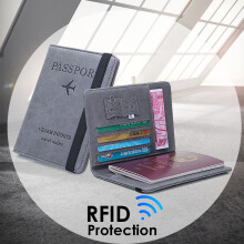 Ludlz Puzdro na pas, ochranné puzdro z prémiovej umelej kože s RFID blokovaním na pas, letenky, preukazy totožnosti a kreditné karty