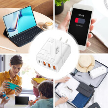 Estación de carga rápida de 40 W con 3 puertos USB y 1 puerto PD. Cargador eficiente para todos tus dispositivos. Diseño compacto. Compatibilidad