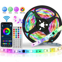 Bande LED 5050RGB à changement de couleur, synchronisation musicale, télécommande 44 touches, contrôle via application.