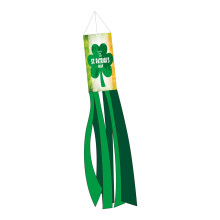 Windsackdekoration zum St. Patrick's Day – Kleeblattmuster aus Polyester für Garten, Zuhause und Büro | Kompatibel mit ZKCCNUK