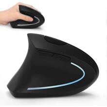 Linkshändermaus, ergonomische Vertikalmaus, kabellose USB-Linkshändermaus, geräuscharm – Schwarz