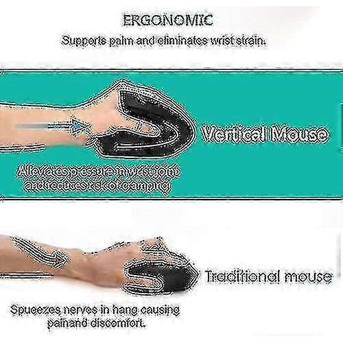 Mouse per mancini, mouse verticale ergonomico, mouse verticale ergonomico wireless USB per mancini, silenzioso - Nero 2