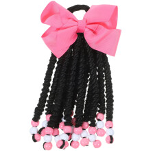 Extensión de cabello, coleta con lazo de cuentas de colores, extensión de cabello trenzada