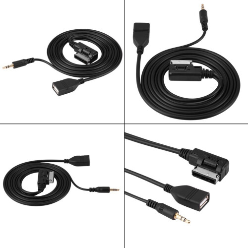 Καλώδιο AUX, μαύρο καλώδιο προσαρμογέα USB AUX για ηχοσύστημα αυτοκινήτου 150cm συμβατό 2