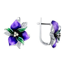 Dameshanger met strasssteentjes en emaille bloemmotief, ketting, oorbellen, ring, sieraden, cadeau