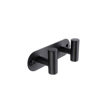 Doppel-Bademantelhaken, Edelstahl-Badezimmerhaken, Wandmontierter Handtuchhaken Black