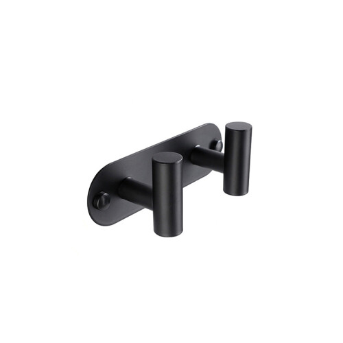Double Robe Hook, Stainless Steel Bathroom Hook, Wall Mounted Towel Hook Black