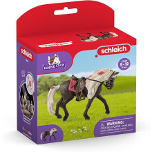 Schleich Horse Club Rocky Mountain Horse Show Mare Figurine - Horse Toy Set for Girls and Boys, Accessories for Boys and Girls, Gift for Kids Age 5+