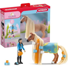 Schleich Horse Club Sofia's Beauties 18-Piece Horse Beauty Set - Horse Rider Kim and Horse Figurine with Brushable Styling Hair Plus Bead, Ages 5+