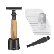 Safety Razor Made of Olive Wood for Men Including 10 Razor Blades
