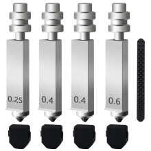 4-Delige Set Accessoires voor voor Kobra X Hotend 0.25/0.4/0.4/0.8mm Nozzles, Inclusief 4 Siliconen Hoesjes en 1 Nozzleborstel