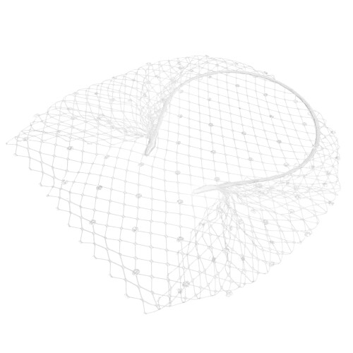 Voile bibi orné de strass, accessoire de coiffure pour mariage (blanc) 1