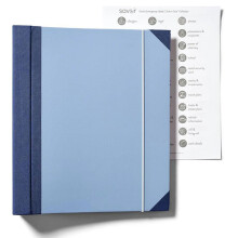 Accordeonmap, uitschuifbare map met notitieboek en opbergtas, accordeonmap voor kantoor/school, blauw