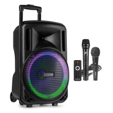 12" Portable PA Speaker System with Wireless & Wired Microphones - FT12LED MK2