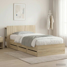 vidaXL Bed Frame with Storage Sonoma Oak 75 x 190 cm Engineered Wood