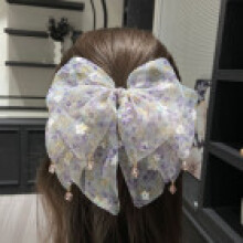 (Purple) Hair Butterfly Bow Clip For Women Handmade Fabric Hair Claw Natural 2025 Summer Style