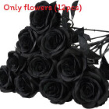 (Black) Silk Rose 12pcs Flower For Studio Photography And Party Decor Material Durable With