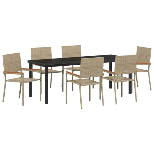 VidaXL vidaXL Garten Essgruppe 7 stk. Beige Poly-Rattan 2