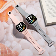 SUSUchens studentenhorloge met verstelbare veelhoekige wijzerplaat, knopbediening, druksluiting, waterdicht, LED-verlichting met astronautendesign,