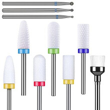 10-teiliges professionelles Keramik-Nagelfräser-Set – YaFex 3/32'' Diamant-Hartmetall-Rotationsfräser für elektrische Maniküre- und