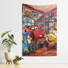Tapisserie murale Cars Flash McQueen 152 x 102 cm, colorée, idéale pour décorer une chambre, un dortoir ou un salon - Convient aux fans de Disney