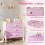 Commode enfant à 3 tiroirs en MDF rose et blanc 8