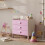 Commode enfant à 3 tiroirs en MDF rose et blanc 4