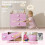 Commode enfant à 3 tiroirs en MDF rose et blanc 7