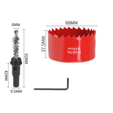 (68mm, Hexagonal) 60–100 mm großer roter Bimetall-Lochsägen-HSS-Bohrer für Holz, Metall, Kunststoff, Trockenbau, PVC-Schneidwerkzeug