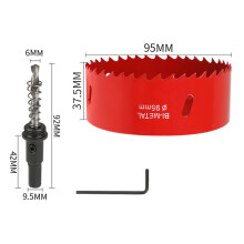 (95mm, Hexagonal) 60–100 mm großer roter Bimetall-Lochsägen-HSS-Bohrer für Holz, Metall, Kunststoff, Trockenbau, PVC-Schneidwerkzeug