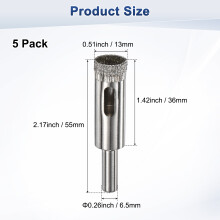 (13mm, Round) Uxcell 5 Stück Diamant-Lochsägen-Bohrer, 3–18 mm, Glasbohrer zum Schneiden von Keramik/Marmor/Granitstein/Flaschen/Fliesen, Silber