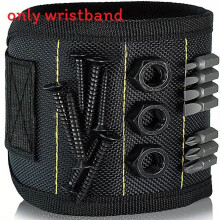 (Black)Magnetic Wristband With Magnetic Snaps And Adjustable Strap For Home Tool Management
