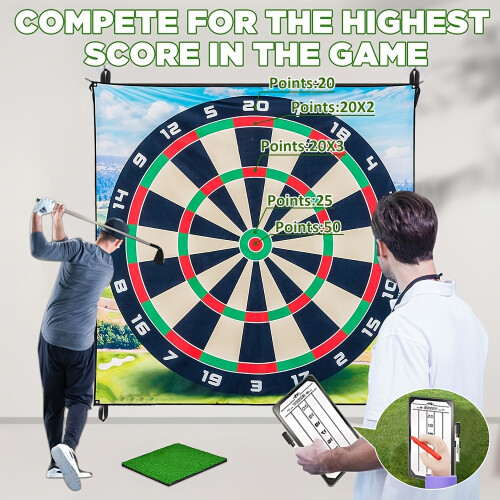 Golf Chip Game Mat, Golf Scoring Darts Game Mat, 78" X 78" Golf Chip Game Set