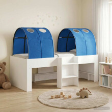 vidaXL Bed with Tunnel 4 pcs White and Blue Engineered Wood