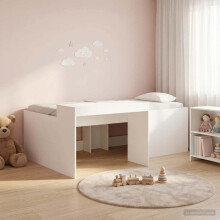 vidaXL Kids'High Bed Frame with Desk White 75 x 190 cm